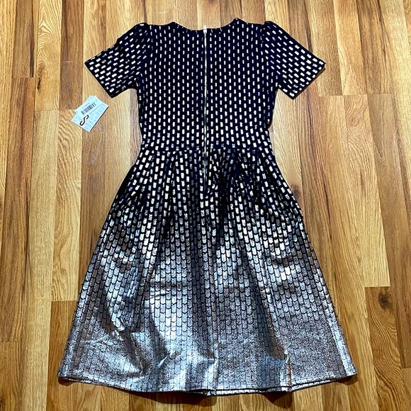 NWT Elegant LuLaRoe Amelia, Navy w/Silver Foiling, sz S - Picture 7 of 8